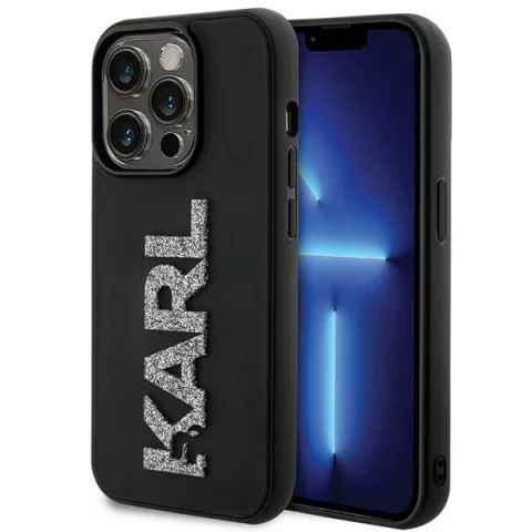 Etui Karl Lagerfeld KLHCP15L3DMBKCK pro iPhone 15 Pro 6,1" černý/černý pevný obal 3D gumové třpytivé logo
