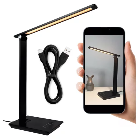 Alogy Desk LED Lamp with USB Charging Port, Foldable, Black