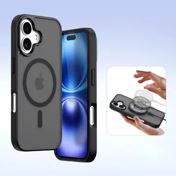 Etui ochronne do iPhone 16 Dux Ducis Lawa MagSafe + portfel – czarne