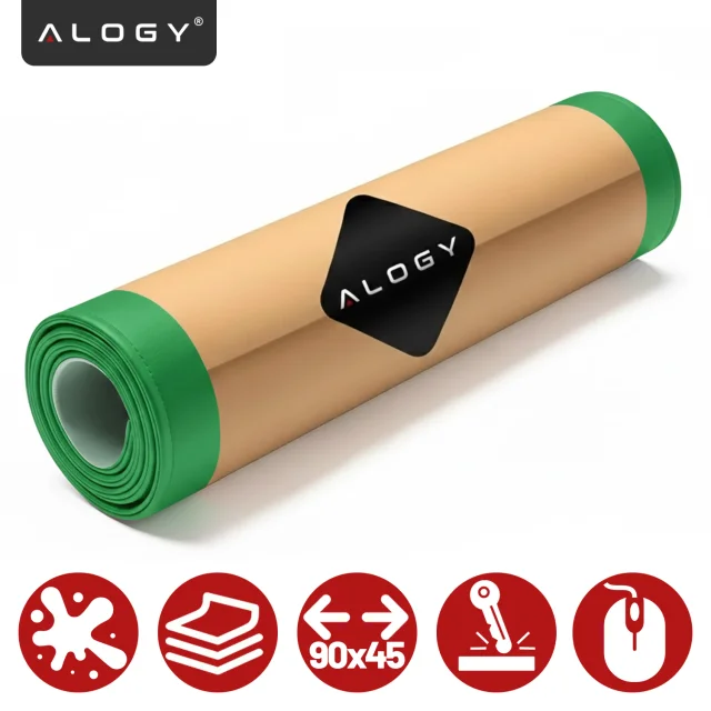 Schreibtischunterlage 90 × 45 cm – rutschfeste Schutzmatte aus elegantem PU-Ökoleder, für Maus und Tastatur, stilvoll und langlebig – Alogy WorkMat™ Grün