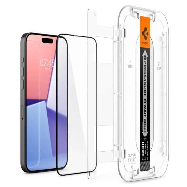 Tempered glass spigen glas.tr "ez fit" fc iphone 15 pro max black