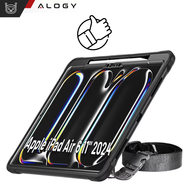 Etui pancerne 360 z miejscem na rysik do Apple iPad Air 11" (2024,2025) / Air 10.9" (2020,2022) / Pro 11 (2018) Alogy Pirate 360 Case obudowa na tablet Czarne