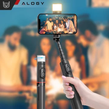 Selfie tyč Bluetooth stick Alogy Tripod Držák telefonu na stativ na fotografie s dálkovým ovládáním 75,8 cm černý