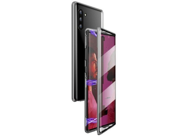 Etui magnetyczne szklane Dr.Fit dwustronne do Galaxy Note 10 Srebrne