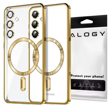 Etui do Samsung Galaxy S24 FE Alogy LuxeShield™️ Glamour Luxury Ring obudowa do MagSafe z osłoną aparatów Złote