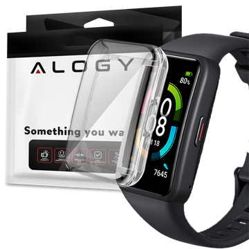 Silikonové překrytí pouzdra s ochrannou fólií Alogy pro Huawei / Honor Band 6 Transparent