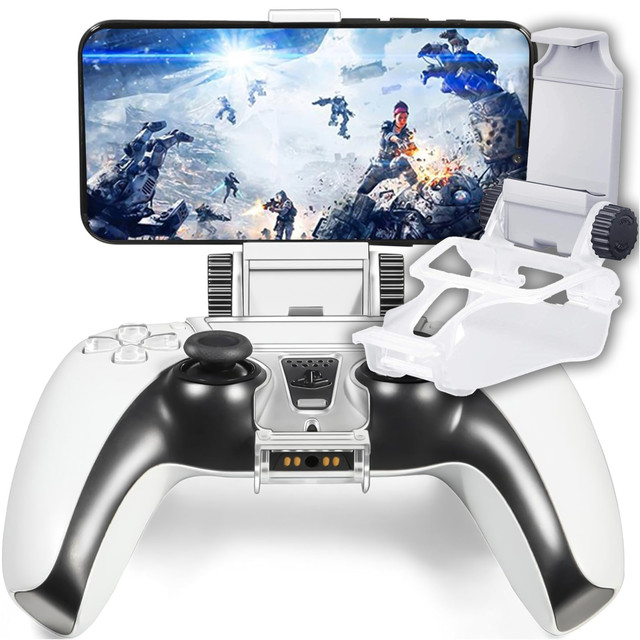 Držák telefonu pro Gamepad pro Sony PlayStation 5 PS5 DualSense Clip mount White