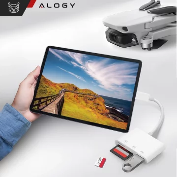 Alogy SD TF USB-Kartenleser-Adapter mit Lightning-Anschluss für Apple iPhone iPad Weiß