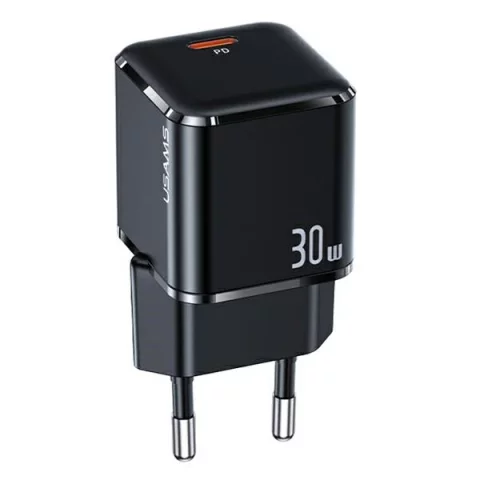 USAMS Wall charger 1xUSB-C T45 mini 30W (only head) PD3.0 Fast Charging black/black CC148TC01 (US-CC148)