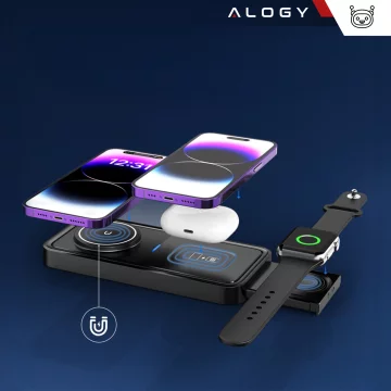 Bezdrátová indukční nabíječka Qi QC 3.0 3v1 Rychlá pro Apple iPhone Airpods Watch Nabíjecí stanice 15W černá