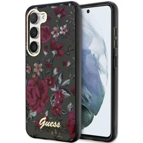 Etui Guess GUHCS23MHCFWSA do Samsung Galaxy S23 Plus S916 zielony/kaki pevné pouzdro Flower Collection