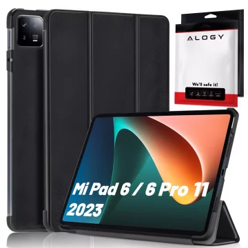 Glass Case for Xiaomi Mi Pad 6 / 6 Pro 11" 2023 Tablet Case Alogy Book Cover Case Black Free Stylus