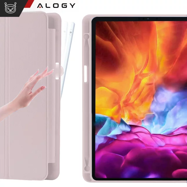 Etui do Apple iPad 10.2" 9/8/7 Gen (2021/2020/2019), Ochronne Smart Case z Klapką i Podstawką, Odporne TPU, Wzmocnione Narożniki, Alogy BookGuard™ – Rożowe