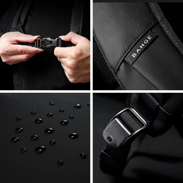 Voděodolný batoh Bange 26L pro notebooky do 15,6" – prostorný a pohodlný, odolný a prodyšný, do města i na cesty, do práce i do letadla, unisex – černý