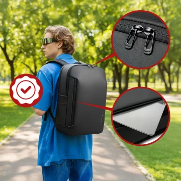 Voděodolný batoh Bange 26L pro notebooky do 15,6" – prostorný a pohodlný, odolný a prodyšný, do města i na cesty, do práce i do letadla, unisex – černý