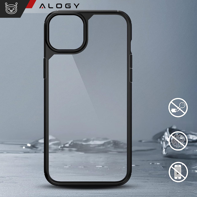 Case for iPhone 14 set of 4 glasses 5in1 armored 360 Alogy Hybrid 2x screen glass 2x lens black-transparent