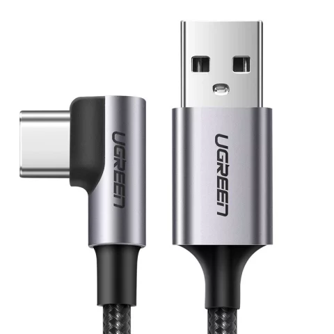 Úhlový kabel UGREEN kabel USB - USB Typ C 1m 3A šedý (50941)