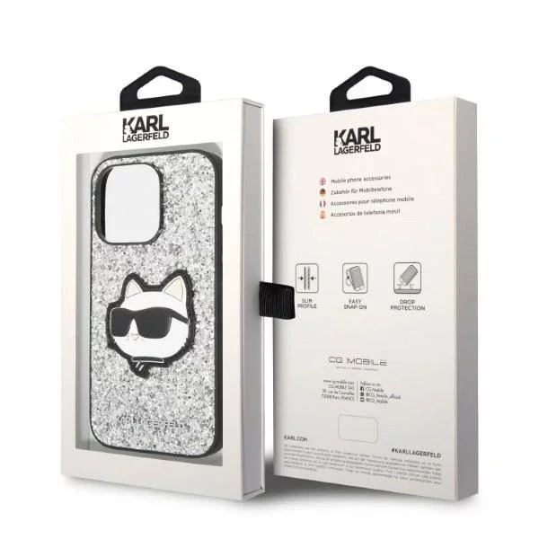 Etui Karl Lagerfeld KLHCP14XG2CPS do iPhone 14 Pro Max 6,7" hardcase Glitter Choupette Patch srebrny/silver