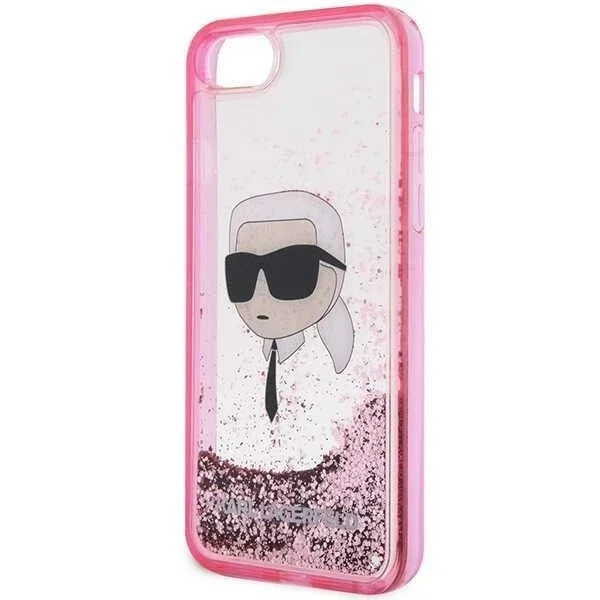 Ochranné pouzdro na telefon Karl Lagerfeld KLHCI8LNKHCP pro Apple iPhone 7/8/ SE 2020/2022 růžové/růžové pevné pouzdro Glitter Karl Head