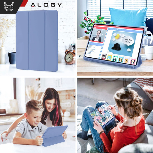 Pouzdro pro Apple iPad 10.2 9 Gen 8/7 2021/2020/2019 Smart Pencil Case Alogy TPU Kryt na tablet modrý