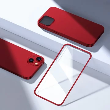 Joyroom 360 Full Case Cover pro iPhone 13 Zadní a přední kryt Tvrzené sklo červené (JR-BP927 červené)