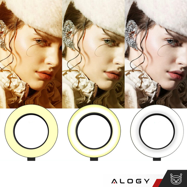 Ring LED Alogy drafting lamp with flexible arm and desk stand phone holder Black