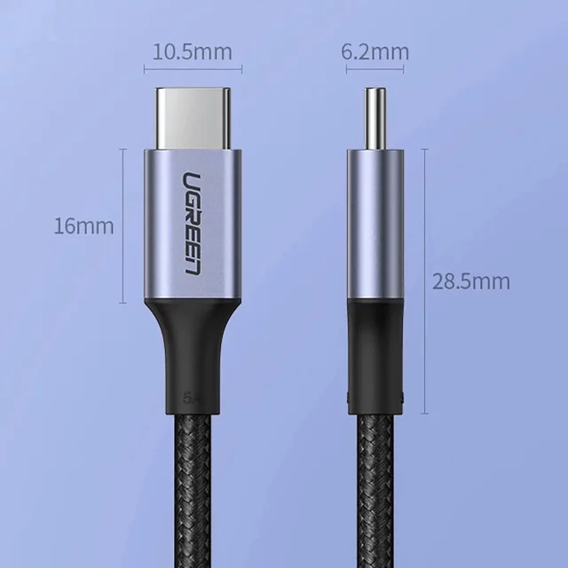 Kabel USB-C – USB-C 100W 5A 1.5m Ugreen US316 90120 PD QC FCP Szary