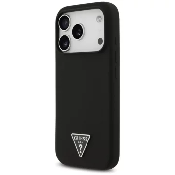 Etui do iPhone 17 Pro Guess Silicone Triangle Logo MagSafe Black