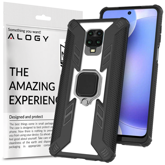 Pancerne etui Alogy Ring Carbon Holder pro Xiaomi Redmi Note 9S/ Pro/ Max