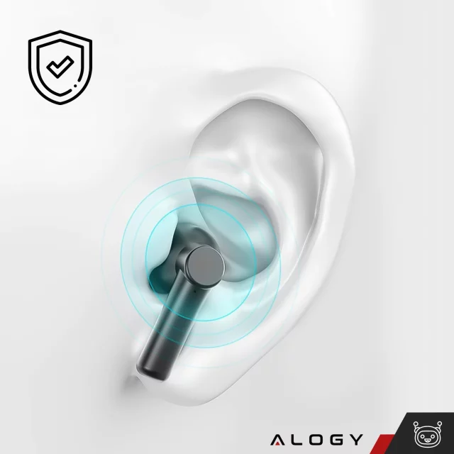 Słuchawki bezprzewodowe Alogy TWS Bluetooth 5.0 LED z etui ładującym IPX5 PowerBank USB-C Czarne