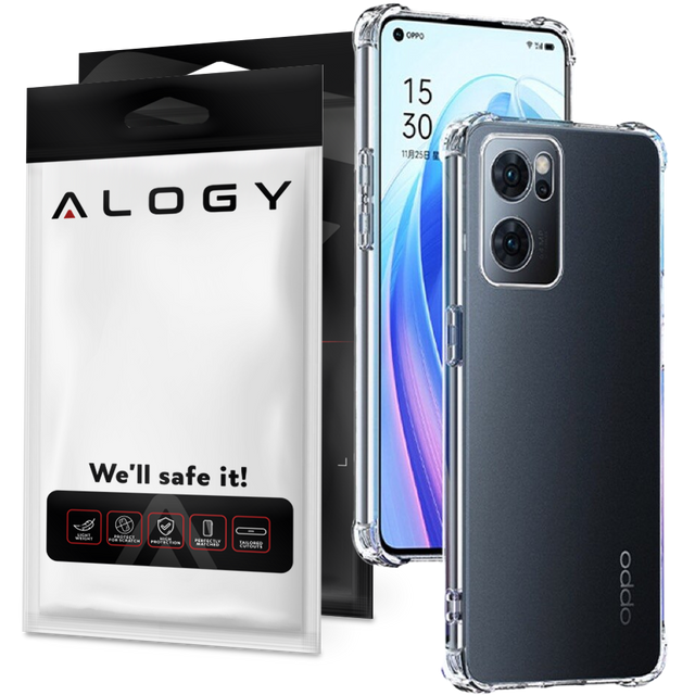 ShockProof Alogy Silicone Armor Case für Oppo Reno7 5G Global Transparent