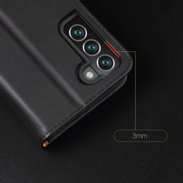 Dux Ducis Hivo skórzane etui z klapką pokrowiec ze skóry naturalnej portfel na karty i dokumenty Samsung Galaxy S22+ (S22 Plus) czerwony