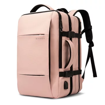 Bange BackPack Travel Backpack Expandable Business Backpack Roomy Bag for 17.3" Laptop with USB Port Pink