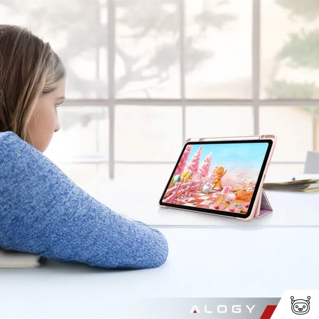 Etui hybrydowe z miejscem na rysik do Apple iPad Air 11" (2024,2025) / Air 10.9" (2020,2022) / Pro 11 (2018) Alogy Hybrid Book Cover Case Marble Różowe