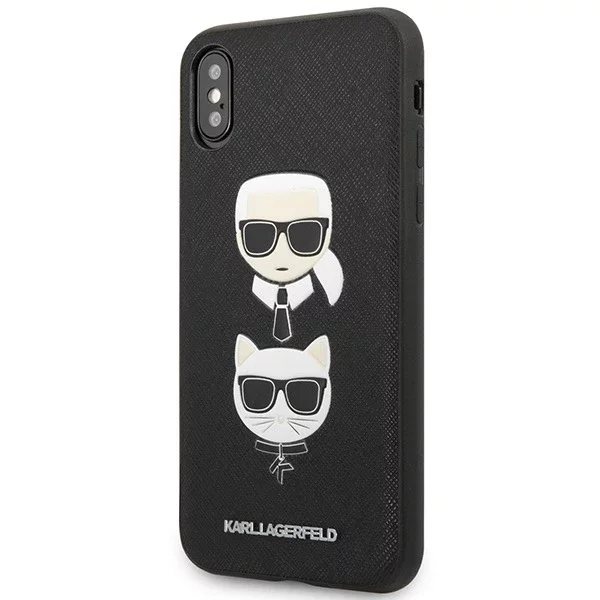 Etui Karl Lagerfeld KLHCI65SAKICKCBK do iPhone XS Max hardcase Saffiano Karl&Choupette Head