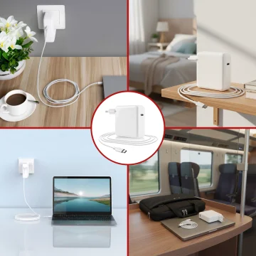 Napájecí adaptér pro Apple MacBook Alogy Univerzální nabíjecí kabel 2m USB-C na USB-C Rychlonabíjecí PowerDelivery PD 61W bílý