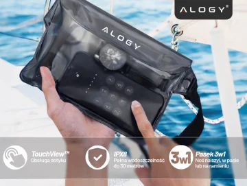Waterproof case waist bag phone case water resistant 21.5x23.5cm Alogy Waterproof Black