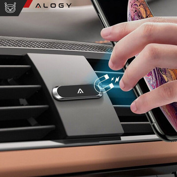 Car holder x2, Alogy set, magnetic, self-adhesive, black