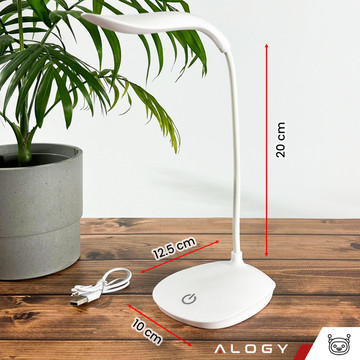 Stolní LED lampa na školní dotykový stůl USB stojící noční bezdrátová Flexible Alogy White