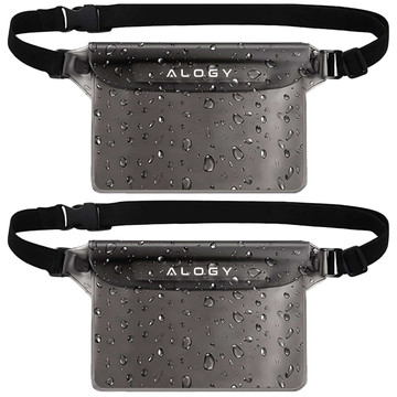 2x wasserdichte Tasche Hüfttasche Hülle für Telefon wasserdichte Hülle 21,5x23,5cm Alogy Waterproof Schwarz