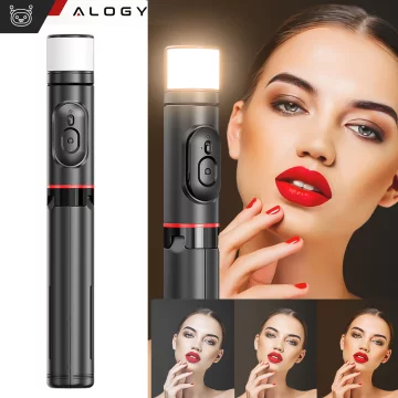 Selfie tyč Bluetooth stick Alogy Tripod Držák telefonu na stativ na fotografie s dálkovým ovládáním 75,8 cm černý