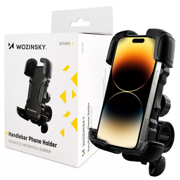 Wozinsky strong phone holder for bicycle, motorcycle, scooter handlebars black (WBHBK6)