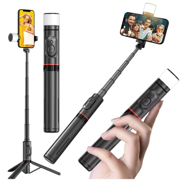 Selfie tyč Bluetooth stick Alogy Tripod Držák telefonu na stativ na fotografie s dálkovým ovládáním 75,8 cm černý