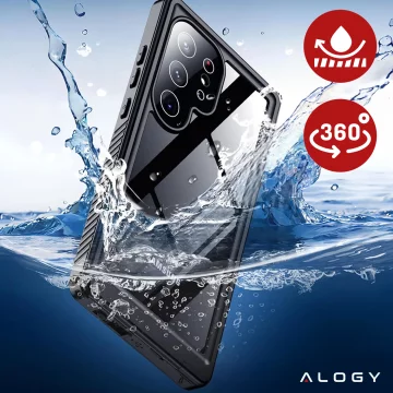 Hülle für Samsung Galaxy S24 Ultra Armored Waterproof IP68 360 Armor Case für Mag Safe Alogy schwarz