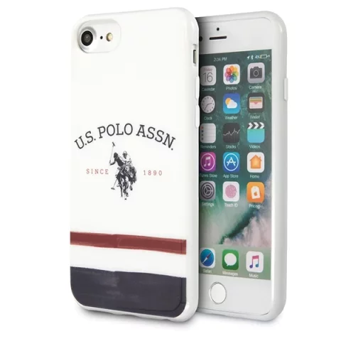 US Polo Tricolor Pattern Collection pouzdro na telefon iPhone 7/8/SE 2020 / SE 2022 bílá/bílá