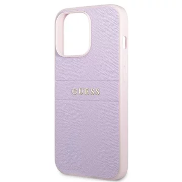 Guess GUHCP13LPSASBPU iPhone 13 Pro / 13 6,1" purpurowy/purple Saffiano Hot Stamp & Metal Logo