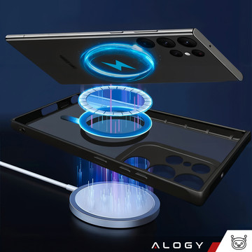 MagSafe Alogy Ring Mag Clear Case für Samsung Galaxy S23 Ultra Qi-Ladegeräte Schwarz