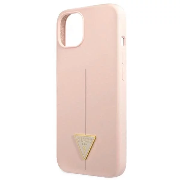 Guess GUHCP13MSLTGP iPhone 13 6,1" różowy/růžový pevný obal silikonový trojúhelník