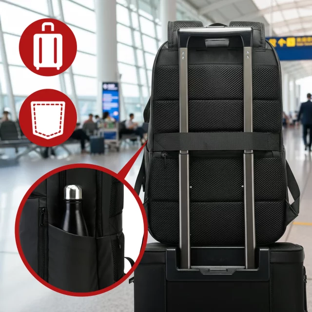 Bange Waterproof Backpack for Laptop 15.6" City Travel 45x30x16 cm for Work Airplane Men's Women's with USB Port Black