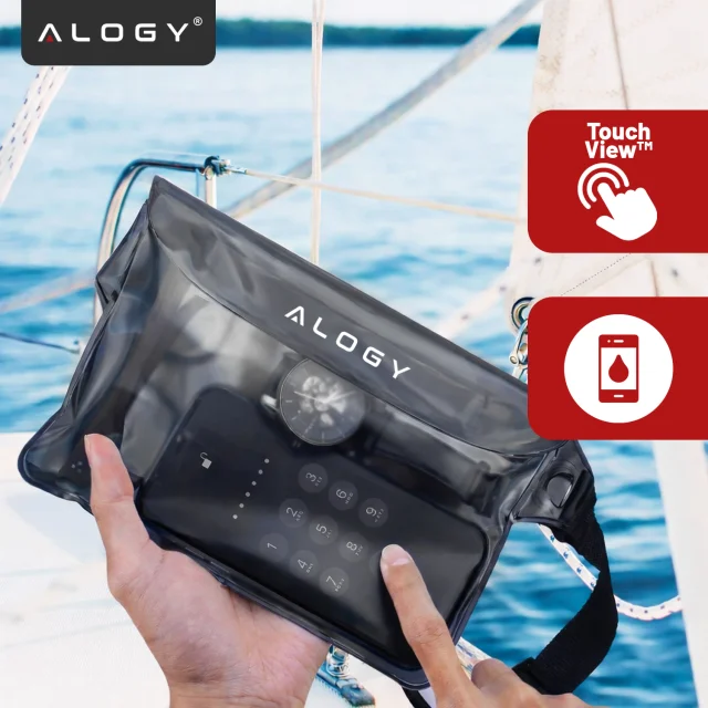 Waterproof case waist bag phone case water resistant 21.5x23.5cm Alogy Waterproof Black